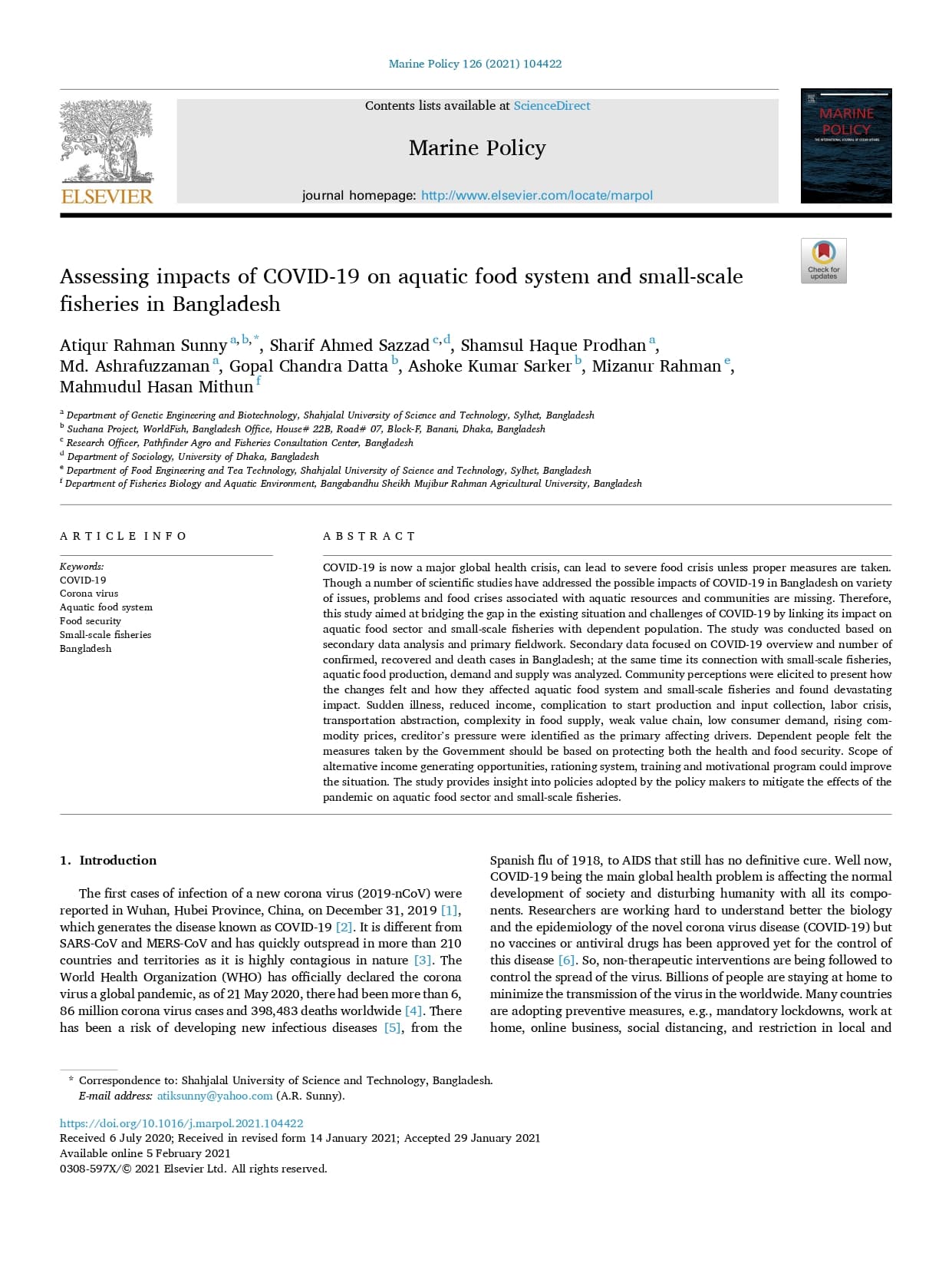 Assessing impacts of COVID-19