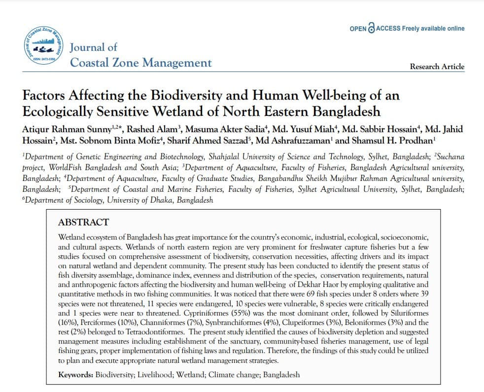 Factors Affecting the Biodiversity and Human Well-being