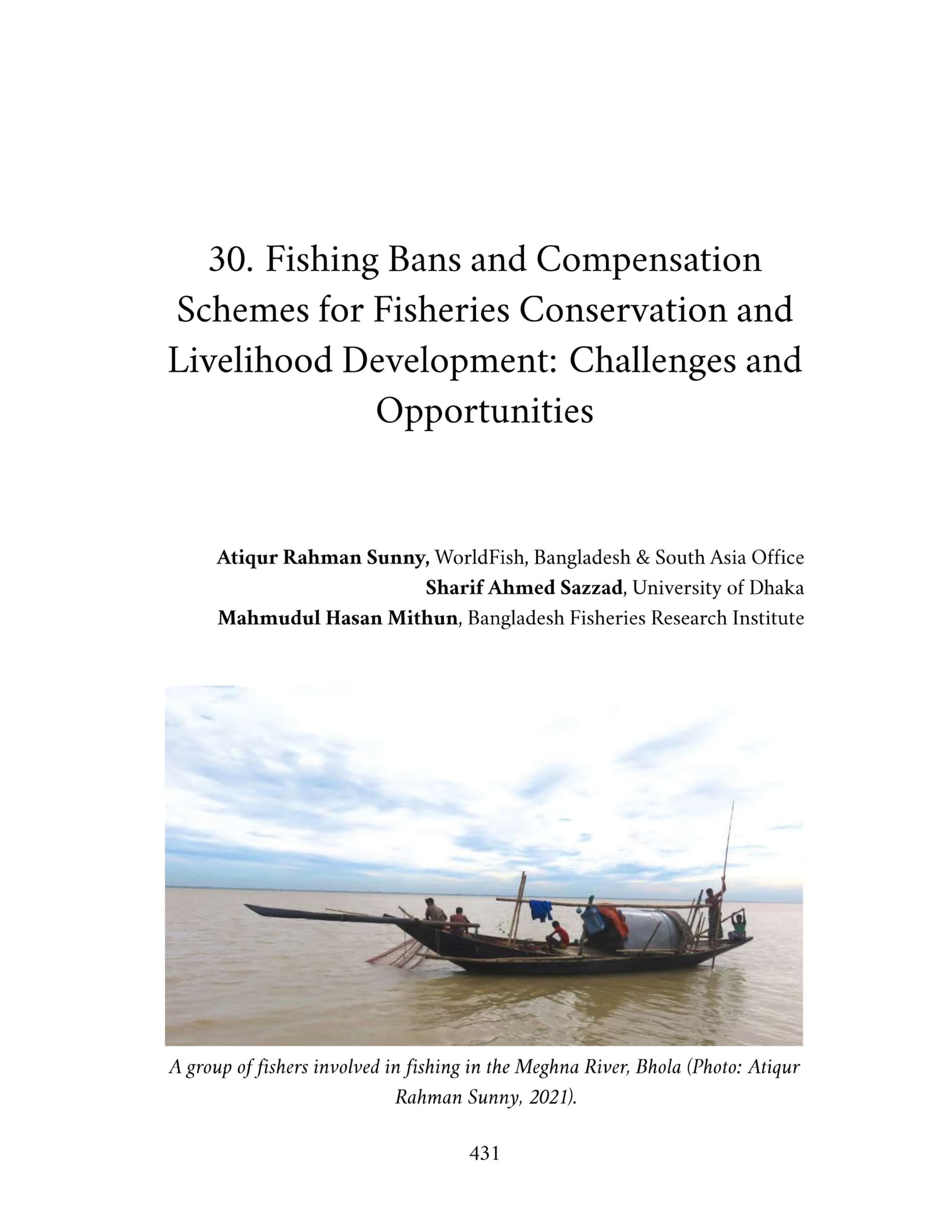 Fishing Bans and Compensation Schemes for Fisheries Conservation and Livelihood Development