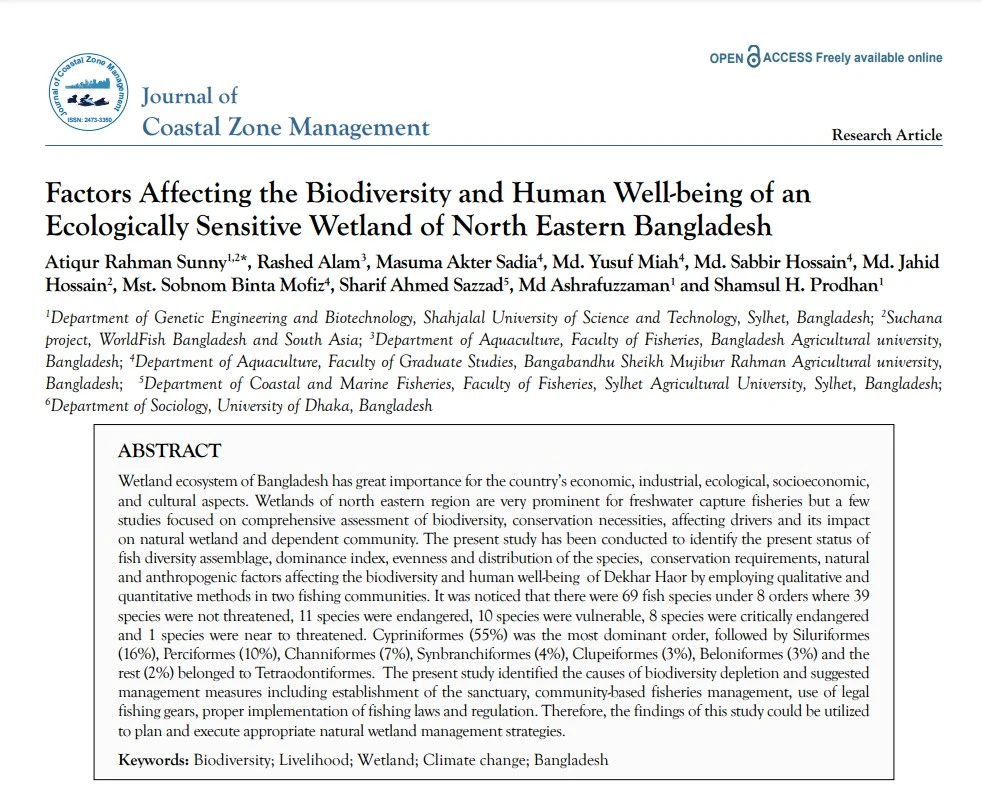 Factors Affecting the Biodiversity and Human Well-being