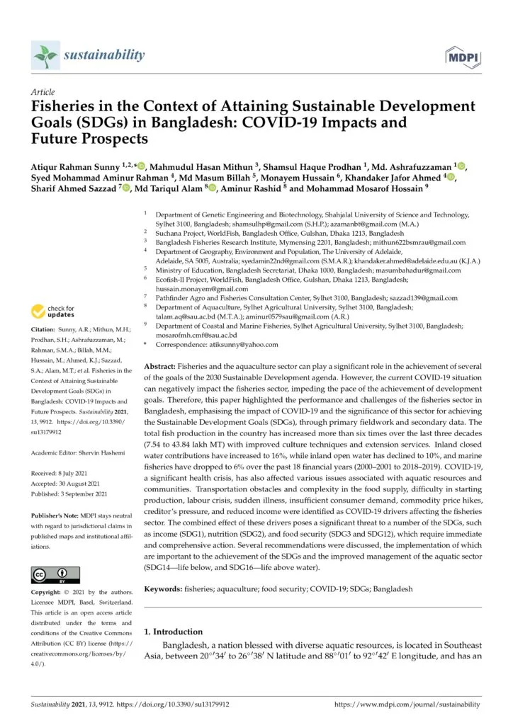Fisheries in the Context of Attaining Sustainable Development Goals