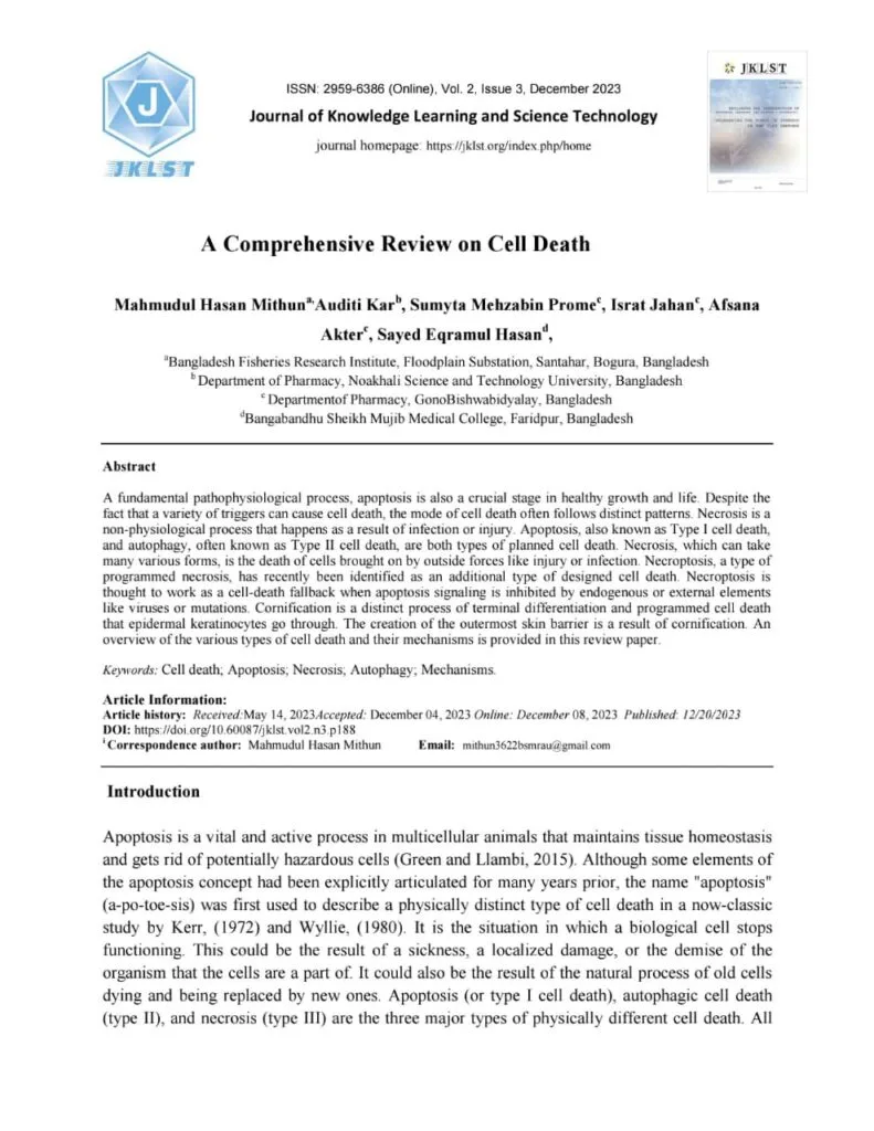 A Comprehensive Review on Cell Death