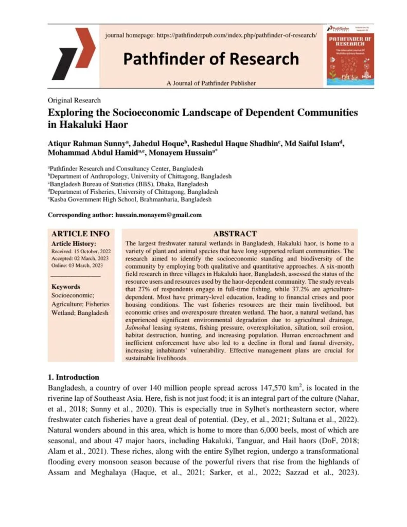 Exploring the Socioeconomic Landscape of Dependent Communities in Hakaluki Haor