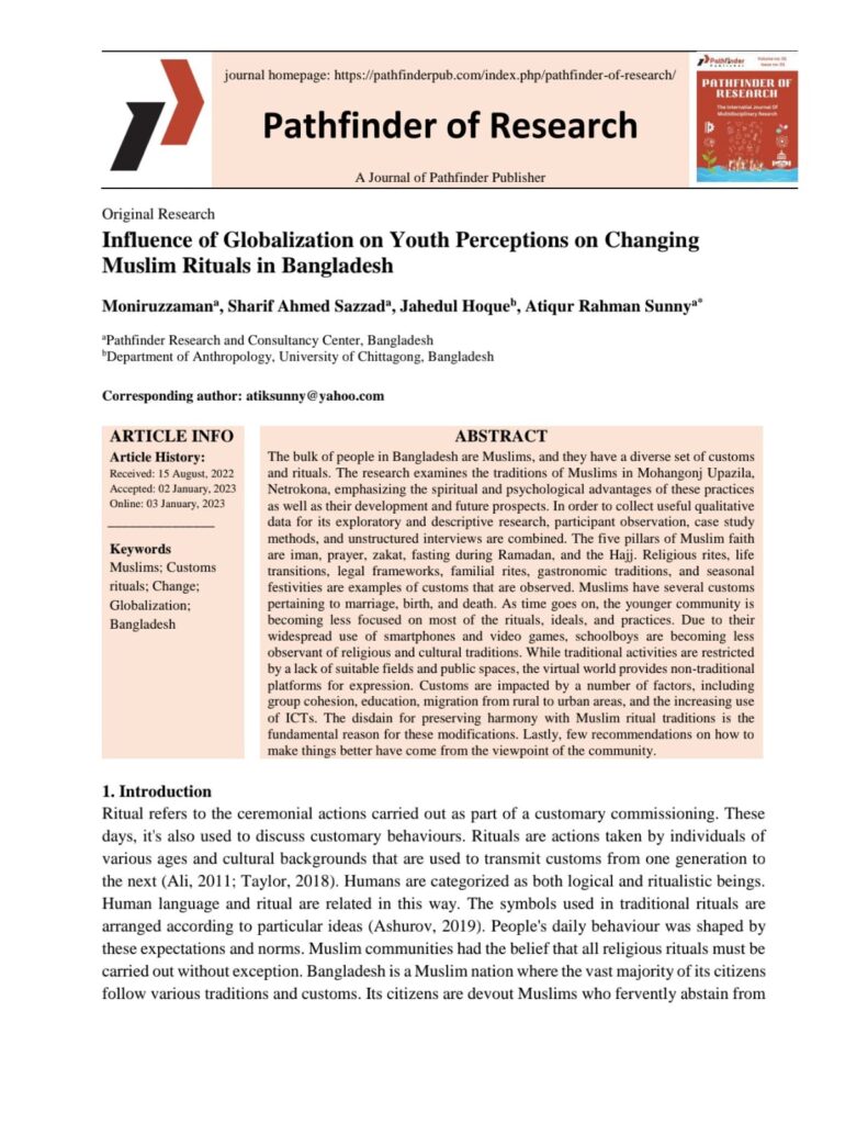 Influence of Globalization on Youth Perceptions on Changing Muslim Rituals in Bangladesh